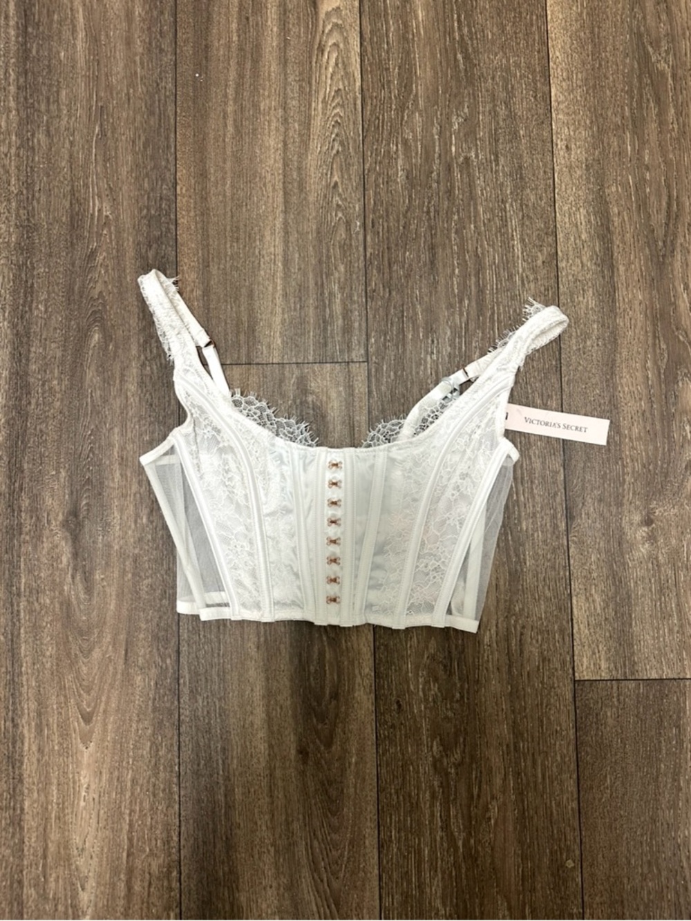 Victoria's Secret White Lace Cropped Corset